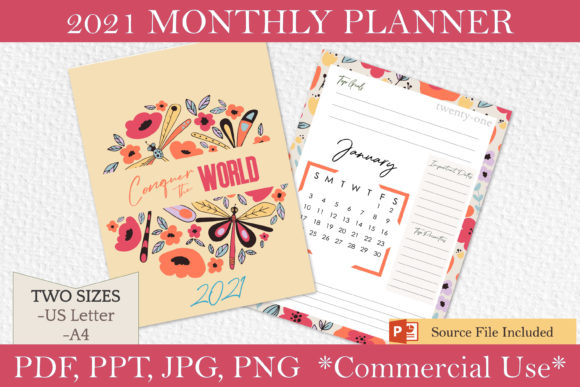 2021 Monthly Planner Printables Floral