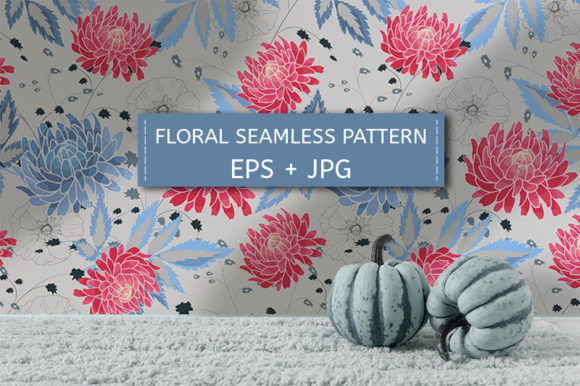 Blue, Grey, Pink Floral Pattern: A Versatile Design for Creative Projects