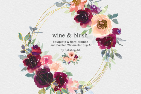 Discover the Elegance of Wine Blush Watercolor Clip Art Set