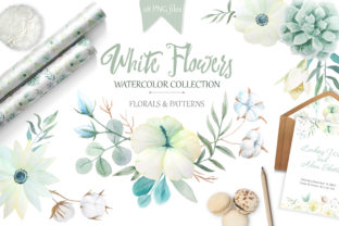 Enhance Your Designs with Watercolor White Flowers Set