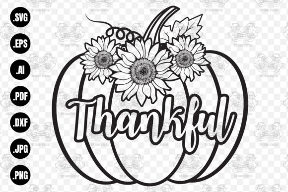 Floral Pumpkin and Thankful SVG File for Creative Projects