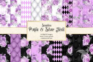 Stunning Purple and Silver Floral Digital Paper